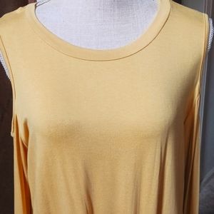 NWOT Cold Shoulder Long Sleeve Knotted Yellow Tunic  Plus Size 2X